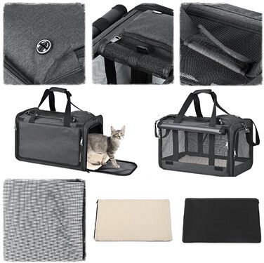 Транспортна переноска для собак та котів (складний бокс) - чорна