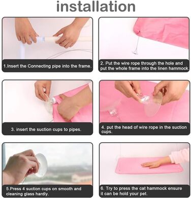 Кішка-гамак для вікна JinRui-T, стійка, сонячне ліжко з міцними присосками, місце для відпочинку для кішок, економія місця, кріпиться, витримує до 13,6 кг (рожевий)