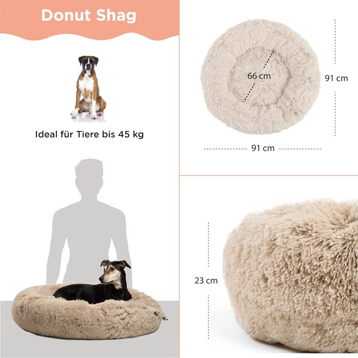 Ліжко для тварин Best Friends by Sheri Calming Donut, знімний чохол, машинне прання, 91x91 см, бежеве