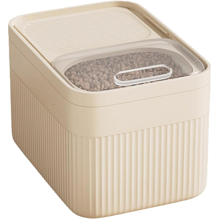 Герметичний контейнер для зберігання корму для тварин (до 13,6 кг), для собак, котів та іншого корму, з мірним стаканчиком, білий