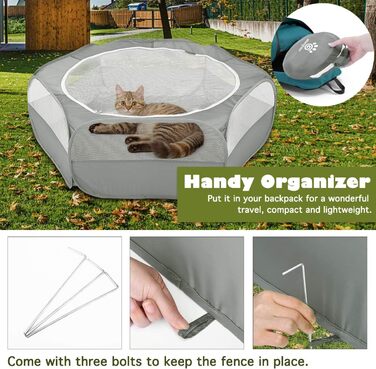 Клітка-манеж для дрібних тварин VavoPaw, сіра: для кошенят, цуценят, кроликів, хом'яків. Атмосвітлива сітка, водонепроникний матеріал, легко складається
