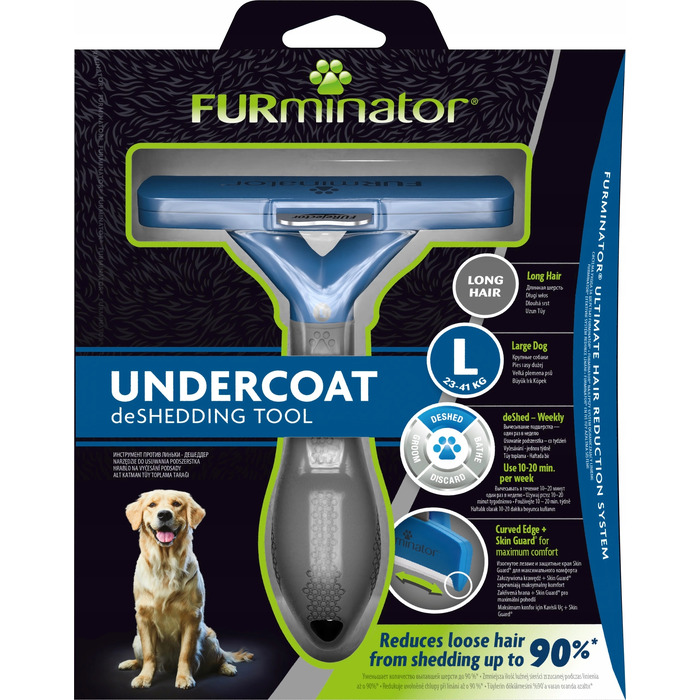 Щітка FURminator для собак з довгою шерстю (розмір L) для видалення підшерстя, 1 шт.