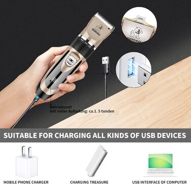 Машинка для стрижки собак без дроту Gooad – тиха, акумуляторна, для густого хутра та домашніх тварин Gold