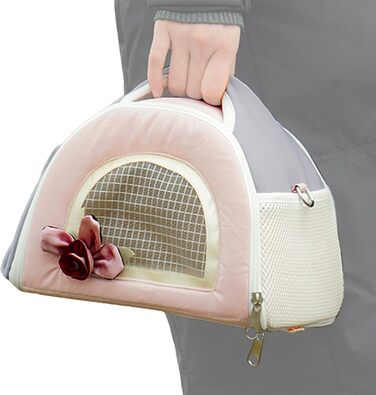 Транспортна сумка для маленьких тварин: переноска для собак, котів, шиншил | Переноска для хом'яків, кроликів, морських свинок, аксесуари для подорожей, рожева