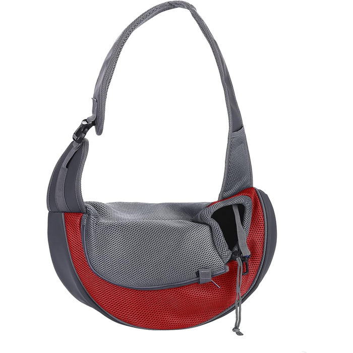 Сумка-переноска для собак та котів, дихаюча сітка, складна, для цуценят, котів, домашніх тварин, через плече, звільняє руки, регульований ремінь, м'яка переноска для цуценят, блискавка, безпека, (Червона/Подорож, однотонна (Getaway Solids))