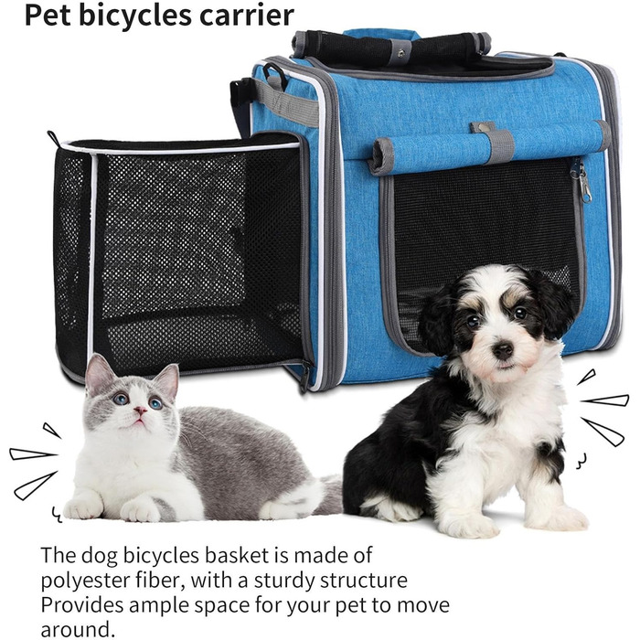 Корзина для велосипеда - переноска для тварин, дихаючий рюкзак, регульована переноска для прогулянок, подорожей, кемпінгу та велопоходів