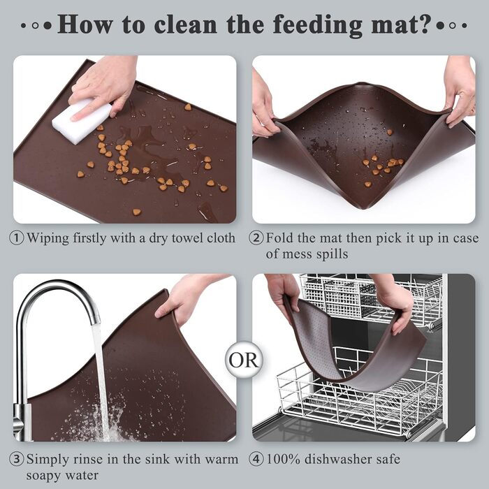 Підкладка під миску для собак та котів VIVAGLORY Grippymat, силіконова, L (60x40 см), шоколадного кольору