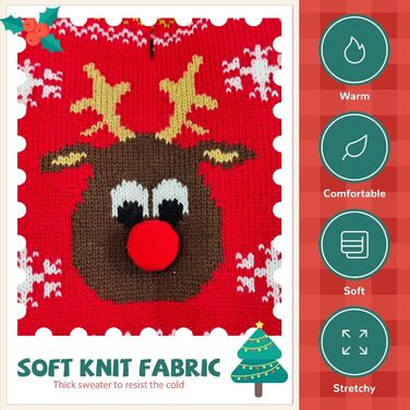 Святковий пуловер для собак, теплий, з рожевим оленем, червоний, для вихідних, з короткими рукавами, X-Large