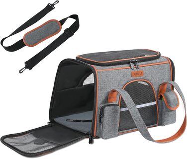 Сумка-переноска для кота/собаки COMSLE (42x22x25cm) - сіра, до 7 кг