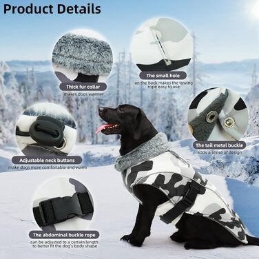 Теплий зимовий одяг для собак DENTRUN: водонепроникний флісовий пуловер для собак середнього розміру (M, камуфляж)