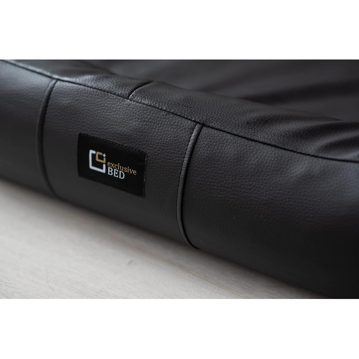 Ортопедичне ліжко для собак Nancy Premium, великий розмір, чорний колір. Зручне, з еко-шкіри, антиковзаюче, зносостійке, для собак середніх та великих порід.