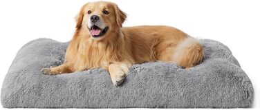 Лежак для великих собак BEDSURE 121x76x8 см, плюшевий, світло-сірий, знімний чохол, річна підкладка, що не ковзає, праний у пральній машині