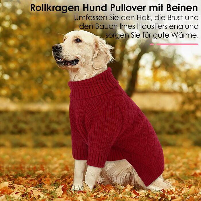 Теплий зимовий пуловер для собак AOFITEE, XS, червоний. Пуловер для котів та цуценят, зручний ролкраг.