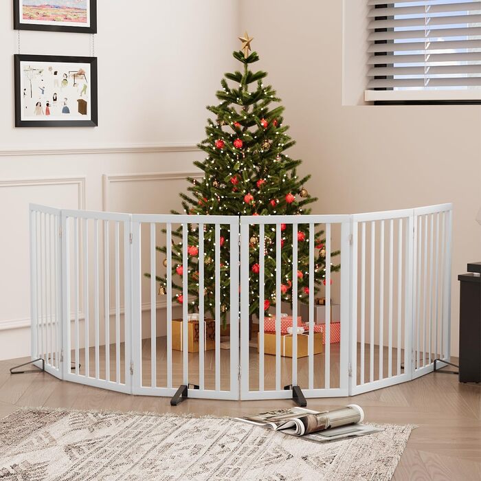 Гілка для собак з бамбука, перегородка для кімнати, 3 панелі, ширина 55 дюймів, білий колір