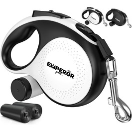 Рулетка для собак Emperor Pets Aura BW26, біла, до 50 кг, міцна, з антиковзною ручкою та світловідбиваючою стрічкою, для середніх і великих порід