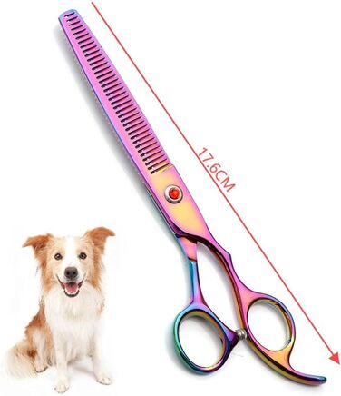 Набір професійних ножиць для грумінгу собак та котів 5-в-1, 7.0 дюймів, з нержавіючої сталі 440C, включає секатор, вигнуті та прямі ножиці, гребінець для шерсті