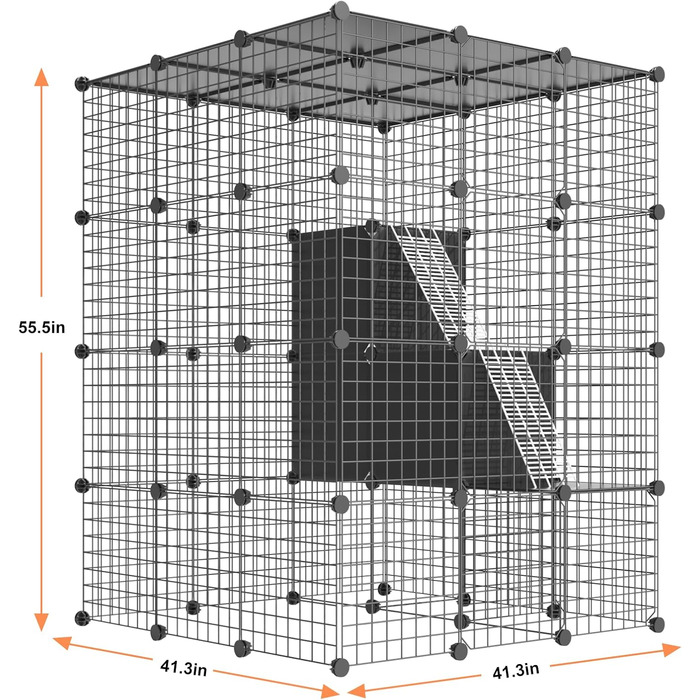 PAWING Великий вольєр для котів Indoor з кубом для зберігання, Catio Outdoor, металевий дріт, вольєр, знімна котяча кімната, ігровий майданчик 3x3x4, вольєр для котів Kitty з платформою для 1-3 котів, 41L x 41W x 55H