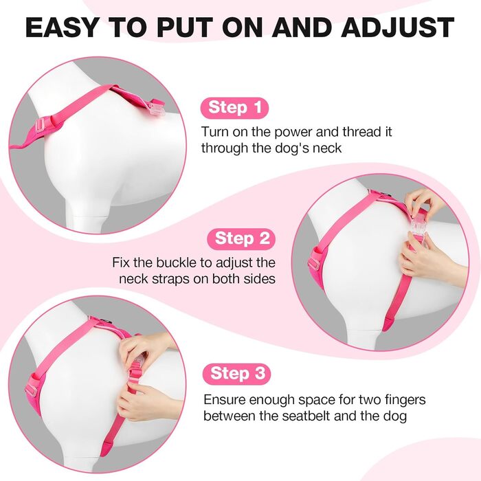 Світловідбиваючий нашийник для собак великих порід Feycig з LED підсвічуванням, акумуляторний, регульований, 3 режими світла, висока видимість (Рожевий, Medium)