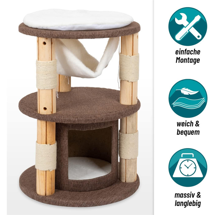 Котячий будиночок VOSS.PET Milo 70см - преміум когтеточка з платформою, гамаком та печерею