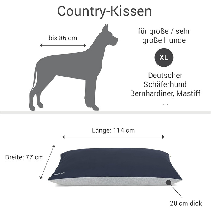 М'яке ліжко для собак великих порід Doctor Bark GreenLabel, XL, кобальтовий колір. Легко миється, зручне, знімний чохол.