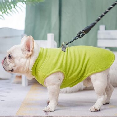 Тепла флісова жилетка-пуловер для собак, зимова куртка з кільцем для повідка, для маленьких та середніх собак XS, S, M, зелена