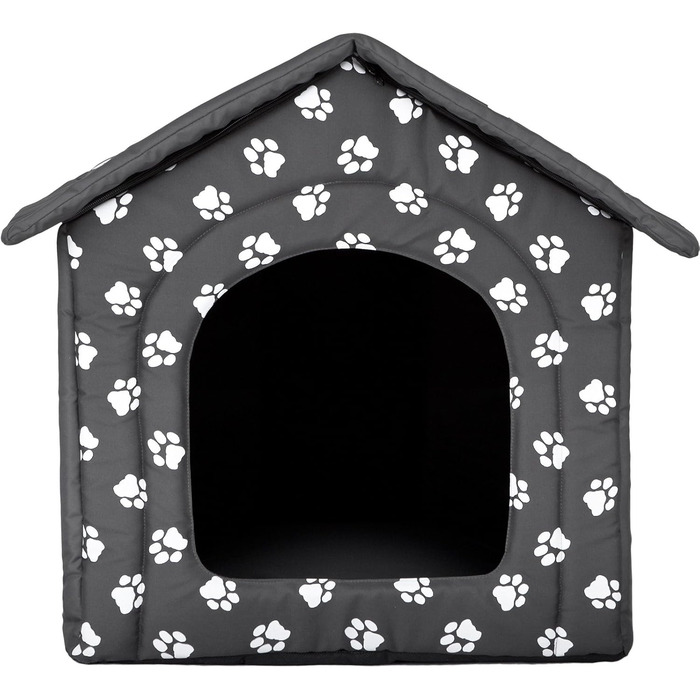Будка для собак Millybo R1-R6: зручне ліжко-будка для тварин (52 x 46 см, сірий з принтом лапок)