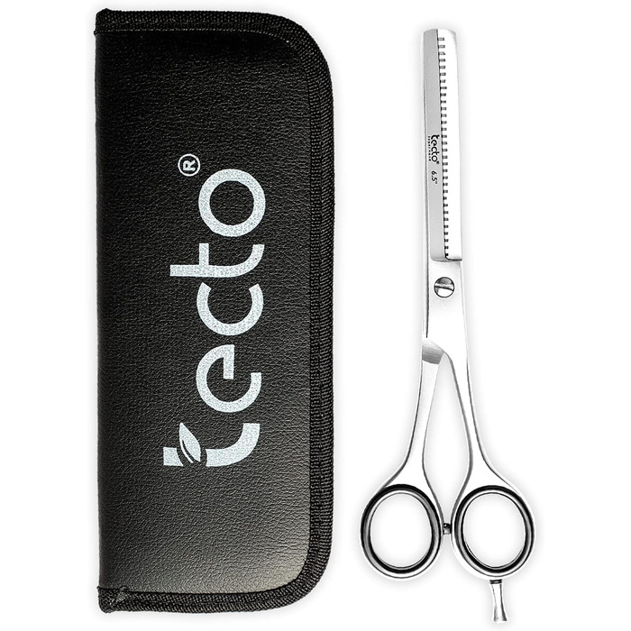 Професійна ножиця для догляду за волоссям, ножиці для стрижки, леза гострого бритви, загальна довжина 16,5 см, з шкіряним чохлом