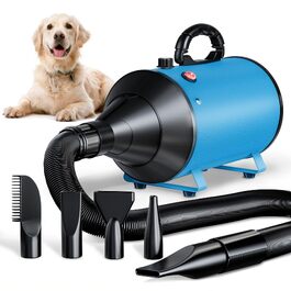 Професійний фен-blower для собак 3000W з регулюванням швидкості та підігрівом, низький рівень шуму (блакитний)