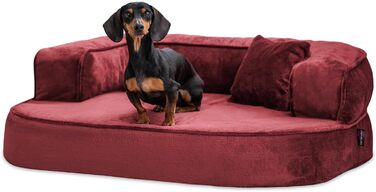 Ортопедичне собаче ліжко Tierlando Sharleen VISCO Plus, 80x60 см, Бордовий, м'яка тканина Тедді