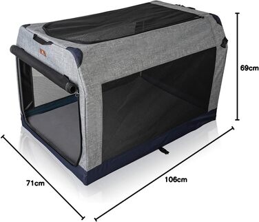 Складаний бокс для собак Knuffelwuff XXL 106x71x69 з алюмінієвим каркасом для перевезення в авто багажнику