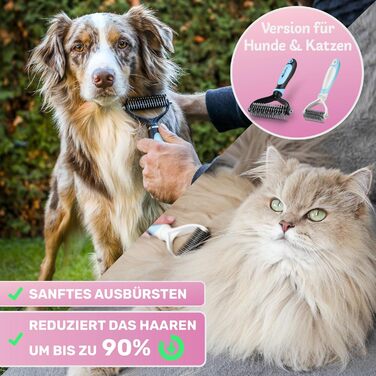 Буршлюк для котів BluePet: щітка для підшерстя, вичісування, догляд за довгошерстими котами (S-M, рожевий)