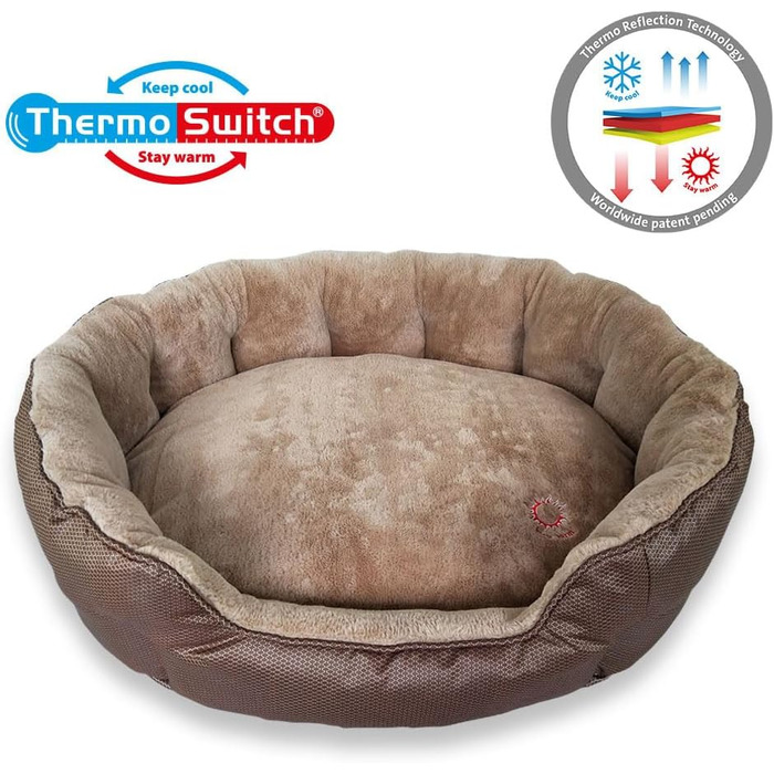 Ортопедичне ліжко для собак Santorini – двостороннє ліжко з піною з пам'яті, знімає навантаження, для літа та зими (Колір: Коричневий, Розмір: M)