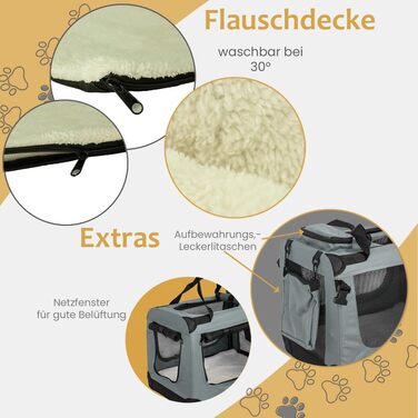 Складана переносна переносна сумка-переноска для собак та котів Petigi (Сірий, L 70x52x51 см)