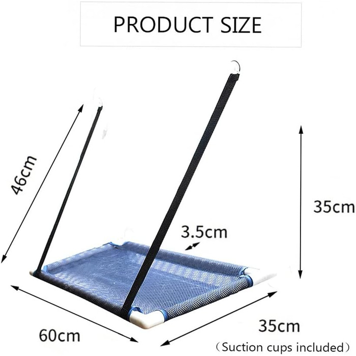 Котів гамак для вікна Decdeal, дихаючий, для сонячних ванн, до 10 кг, чорний