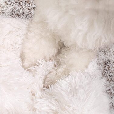 Кругле собаче ліжко NOYAL з капюшоном для маленьких та середніх тварин – плюшеве, м'яке, заспокійливе ліжко-будиночок для котів та собак (XLarge 31.5", Колір: коричневий)