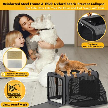 Транспортний бокс для тварин PAWZIDEA, чорний (середній, сірий)