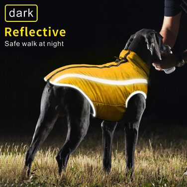 Водонепроникні куртки для собак, зимові теплі жакети для тварин, одяг для собак, відображаючий одяг, жилет для цуценят з шлейкою, отвір для маленьких, середніх та великих собак (Жовтий, 4XL)