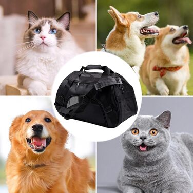 Транспортна сумка для собак та котів, складана переноска для тварин з регульованим плечовим ременем