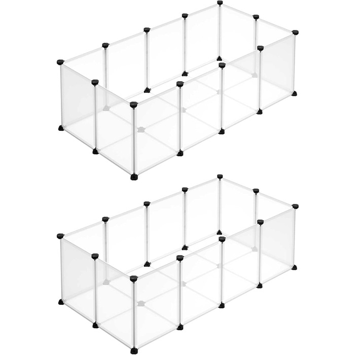 Клітка для тварин SONGMICS Freigehege з піддонами, 2 шт., біла, 125 x 63 x 42 см, для кроликів, хом'яків, їжаків