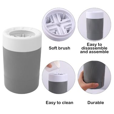 Миска для миття лап тварин, портативна мийка для лап з м'якою щіткою, інструмент для чищення лап собак/кішок (сірий)