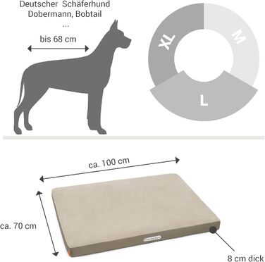 Ортопедичний лежак для собак Doctor Bark з флісовою поверхнею, великий (L - 100x70 см, бежево-золотистий)