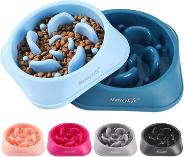 Миска для собак MateeyLife Slow Feeder - повільна годівниця, синій/темно-синій, середня