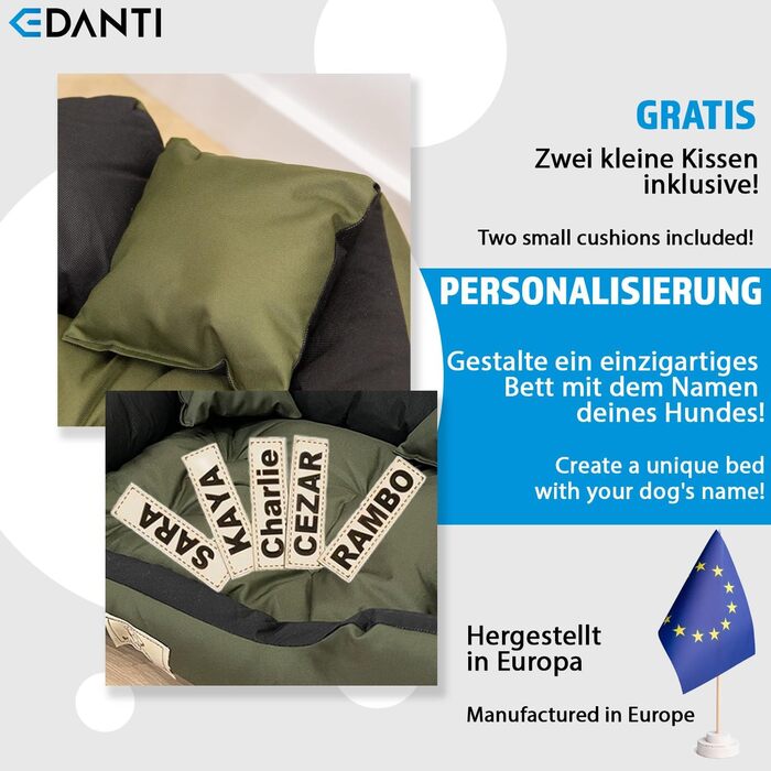 Персоналізоване ліжко-подушка для собак та котів з іменем. Розміри L-XL (130x105 см), колір зелений