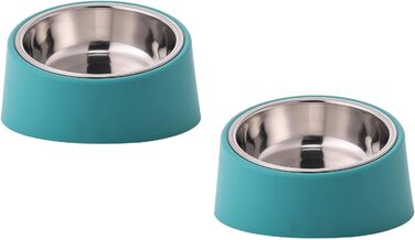 Миска для собак та котів Fuwok з нахилом 15°, знімна, протиковзна, легка для доступу, 2 шт (S, зелена)