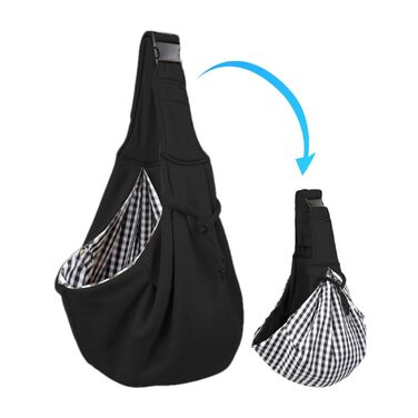 Сумка-перевертач для собак, через плече, для маленьких собак, ручна, з регульованим ремінцем, для подорожей, чорна