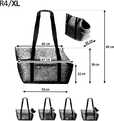 Сумка-переноска для собак BOUTIQUE ZOO XL (до 15 кг) – велика переноска для собак та котів – м'яка, складна, пральна – 52×35×39 см – (52 x 35 x 39 см, Деним)