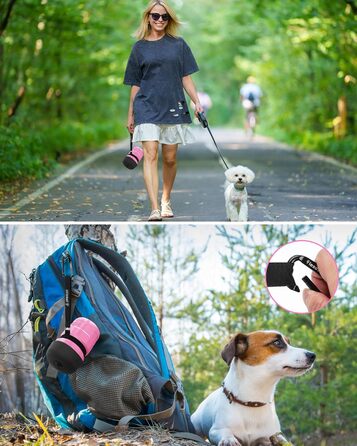 Складана пляшка для води для собак Lesotc, 520 мл, рожева - витоки виключені, для прогулянок, подорожей та кемпінгу