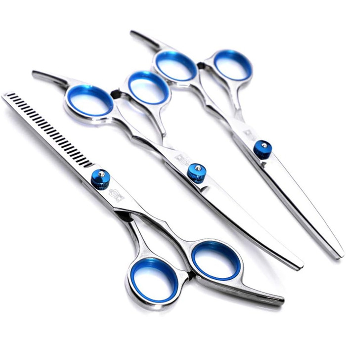 Набір професійних ножиць для грумінгу тварин 6.0 дюймів, нержавіюча сталь, прямі та зігнуті леза, ножиці для розрідження, для собак та котів