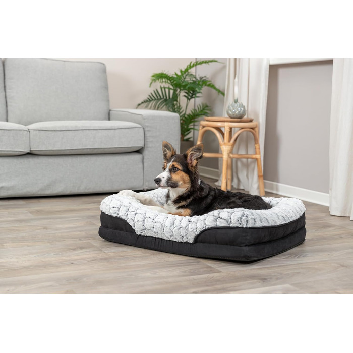 Ортопедичне ліжко для собак TRIXIE Vital Lino, 110x75 см - м'яке ліжко з memory foam, для літніх собак, чорний/сірий