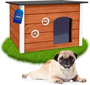 Будка для собак середніх порід Outentin - теак, 76x60x60 см - тепла, ізольована, для вулиці